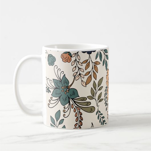 Vintages, dekoratives, nahtloses Muster Kaffeetasse (Links)