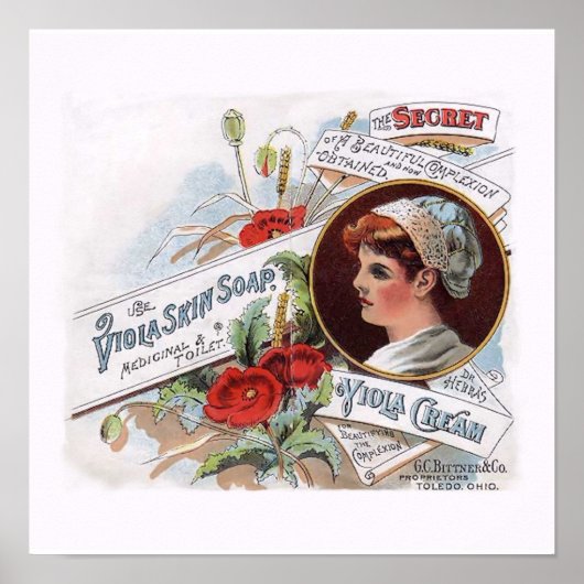 Vintages dekoratives Poster - Viola Skin Soap (Vorne)