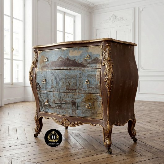 Vintages Dekoupage des rustikalen Texthauses Seidenpapier