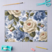Vintages Delft Blue Wild Rose Tissue Paper Seidenpapier (Basteln)