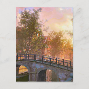 Vintages Delft, Brücke über einen Kanal Postkarte
