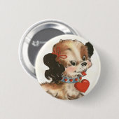 Vintages der Valentine-Button des Welpen-Kindes Button (Vorne & Hinten)