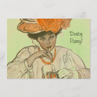 Vintages Derby-Einladungs-Rosen-Hut-Pferdelaufen Einladung