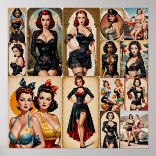 Vintages Design der Girls Collection für das Butto Poster