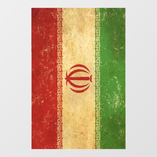 Vintages Design der iranischen Flagge Fensteraufkleber (Blatt)