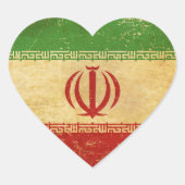 Vintages Design der iranischen Flagge Herz-Aufkleber (Vorderseite)