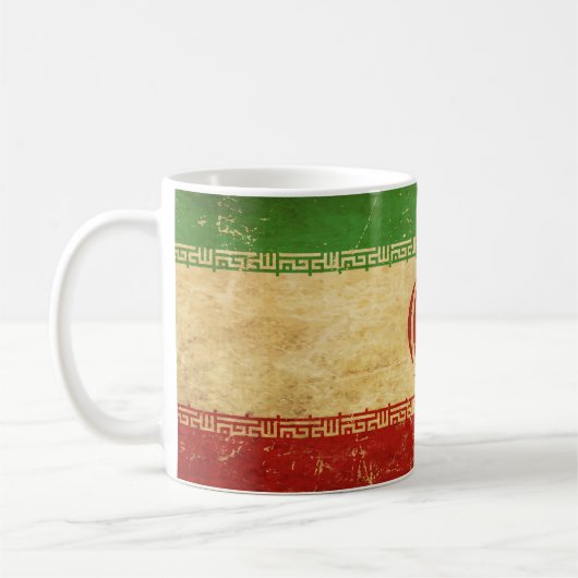 Vintages Design der iranischen Flagge Kaffeetasse (Links)