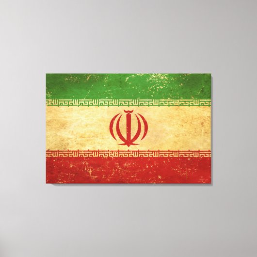 Vintages Design der iranischen Flagge Leinwanddruck (Vorderseite)