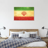 Vintages Design der iranischen Flagge Leinwanddruck (Insitu (Schlafzimmer))