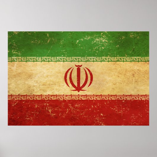 Vintages Design der iranischen Flagge Poster (Vorne)