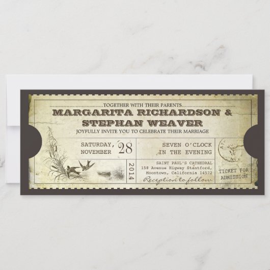 Vintages Design Einladungen für Hochzeiten (Vorderseite)