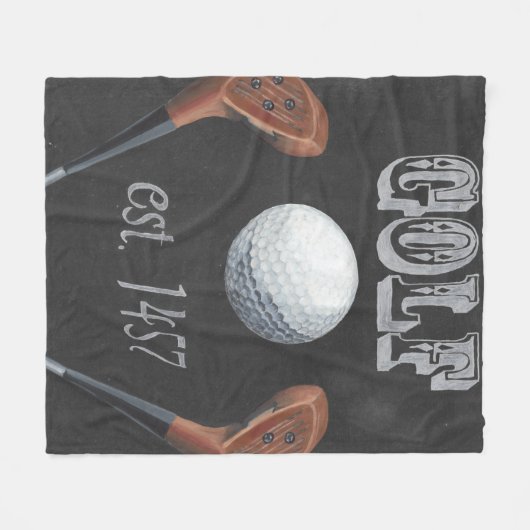 Vintages Design für Golf Chalkboard Fleecedecke (Vorderseite (Horizontal))