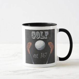 Vintages Design für Golf Chalkboard Tasse
