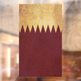 Vintages Design für Katar-Flag Fensteraufkleber