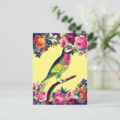 Vintages Design für tropischen Papagei Postkarte (Stehend Vorderseite)