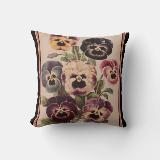Vintages Design Pansy Kissen (Vorderseite)
