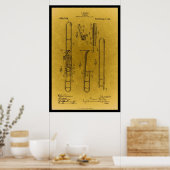 Vintages Design Retro Trombone-Patentdruck Poster (Küche)