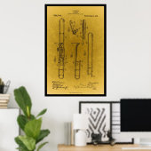 Vintages Design Retro Trombone-Patentdruck Poster (Heimbüro)