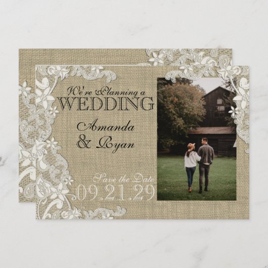 Vintages Design Save the Date (Vorne/Hinten)