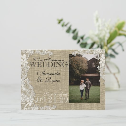 Vintages Design Save the Date (Stehend Vorderseite)