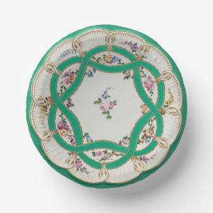 Vintages Design von Green & Gold-Blumen-Knoten-Imi Pappteller