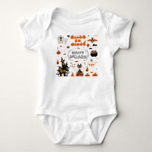 Vintages Design von Halloween Elements im Set Baby Strampler