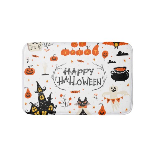 Vintages Design von Halloween Elements im Set Badematte (Vorderseite)