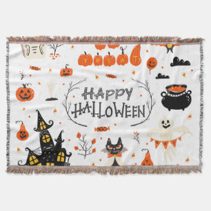 Vintages Design von Halloween Elements im Set Decke