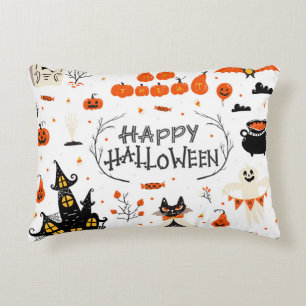 Vintages Design von Halloween Elements im Set Dekokissen