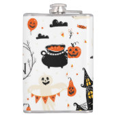 Vintages Design von Halloween Elements im Set Flachmann (Rückseite)