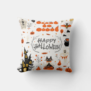 Vintages Design von Halloween Elements im Set Kissen