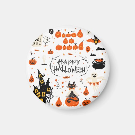 Vintages Design von Halloween Elements im Set Magnet (Vorne)