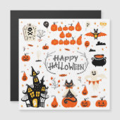 Vintages Design von Halloween Elements im Set Magnetkarte (Vorne/Hinten)