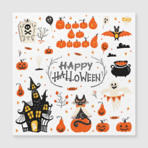Vintages Design von Halloween Elements im Set Magnetkarte