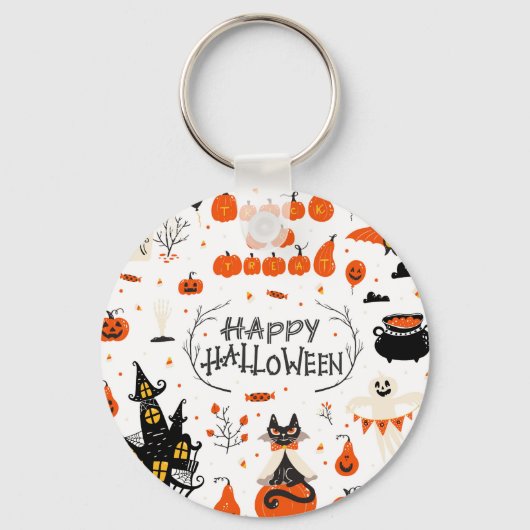 Vintages Design von Halloween Elements im Set Schlüsselanhänger (Vorderseite)