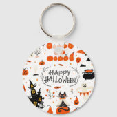 Vintages Design von Halloween Elements im Set Schlüsselanhänger (Rückseite)