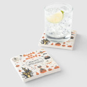 Vintages Design von Halloween Elements im Set Steinuntersetzer (Seitenansicht)