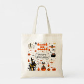 Vintages Design von Halloween Elements im Set Tragetasche (Rückseite)