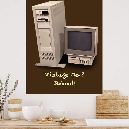 Vintages Desktop-Computer-Reboot-Poster Poster (Küche)