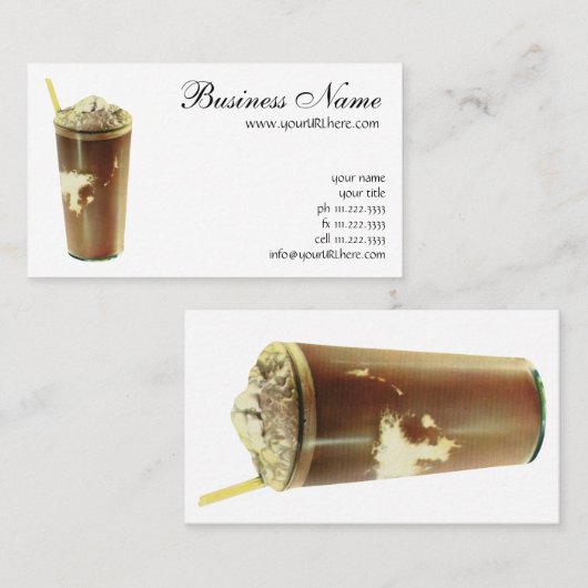 Vintages Dessert, Schokoladeschüttler und gepeitsc Visitenkarte (Vorne/Hinten)