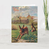 Vintages deutsches Frohe Ostern-Kaninchen Feiertagskarte (Vorderseite)