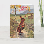 Vintages deutsches Frohe Ostern-Kaninchen Feiertagskarte (Vorderseite)