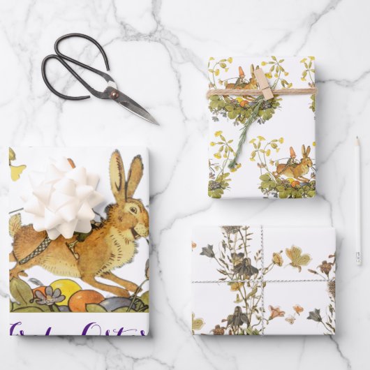 Vintages deutsches glückliches Ostern Geschenkpapier Set (Vorderseite)