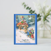 Vintages deutsches Neujahrskind- und Pilzhaus Postkarte (Stehend Vorderseite)