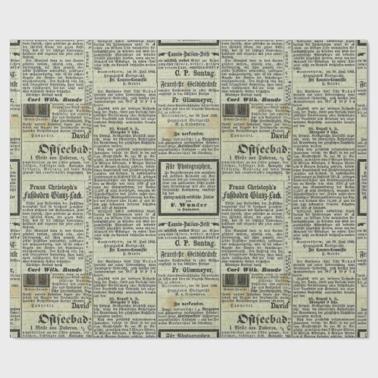 Vintages deutsches Zeitungsgeschenkpapier Geschenkpapier (Flach)
