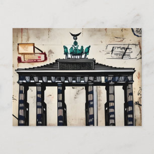 Vintages Deutschland Berlin Brandenburger Tor Sket Postkarte