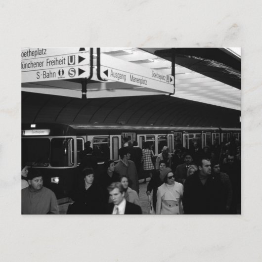 Vintages Deutschland München Bahnhof Marienplatz Postkarte (Vorderseite)