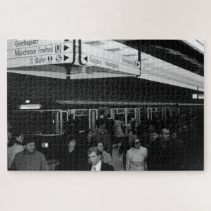 Vintages Deutschland München Bahnhof Marienplatz Puzzle