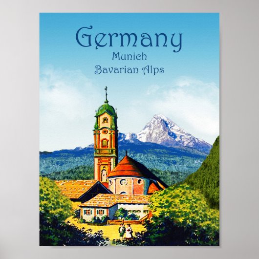 Vintages Deutschland München Bayerische Alpen Poster (Vorne)