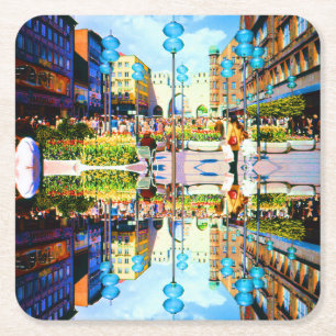 Vintages Deutschland München Towngate Karistor Rechteckiger Pappuntersetzer